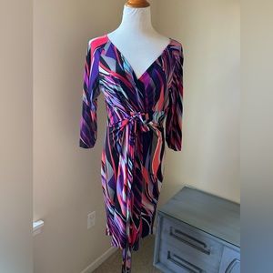 Kasper Multicolor Abstract Midi Dress